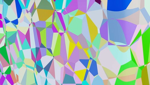 Vibrant and colorful 3D-rendered geometric shapes form a complex pattern, ideal for use in creative