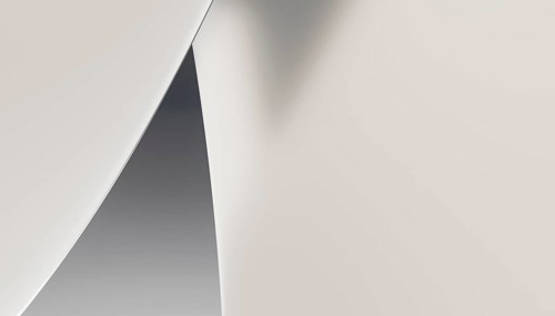 This image features a simplistic and elegant 3D rendered abstract background with smooth white and