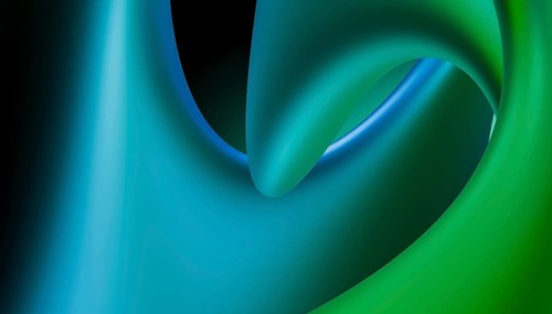 A mesmerizing abstract illustration featuring smooth waves interlocking in shades of blue and green