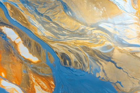 This image captures the stunning multicolour abstract view of a landscape from aerial photography,
