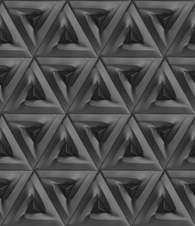 This 3D geometric pattern features a repetitive triangular design, creating a seamless abstract