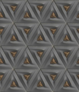 This abstract 3D geometric pattern features intricate triangular designs, ideal for modern