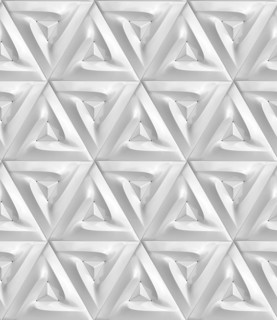 A seamless 3D geometric pattern featuring triangular shapes in a monochrome palette. This abstract