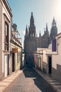This image captures the stunning San Juan Bautista Church, located in Arucas, Gran Canaria, seen