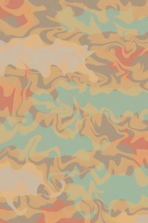 This abstract illustration features a camouflage pattern with flowing waves in earthy tones.