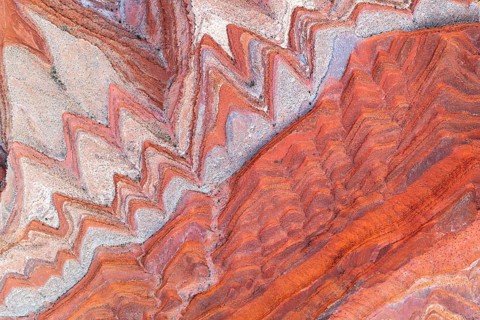 Captivating aerial image of the textured and winding canyons near the San Juan river in Utah,