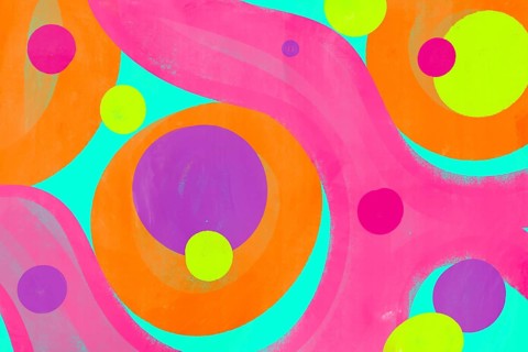 A dynamic illustration featuring vibrant, colorful geometric shapes in a captivating abstract