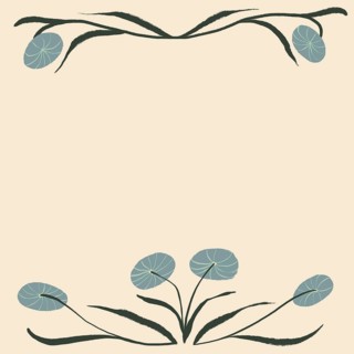 This image showcases an artistic illustration featuring abstract flowers with soft blue petals,