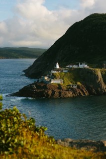 A picturesque Fort Amherst from atop Signal Hill, St. John's sits on the rugged coastline in