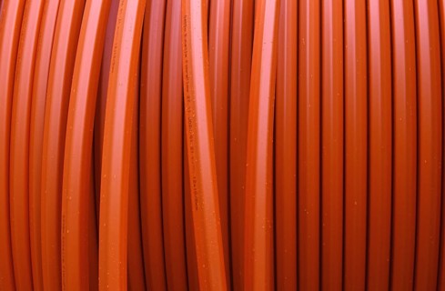 Fiberglass line, fiberglass pipe at a construction site, Schleswig-Holstein, Germany