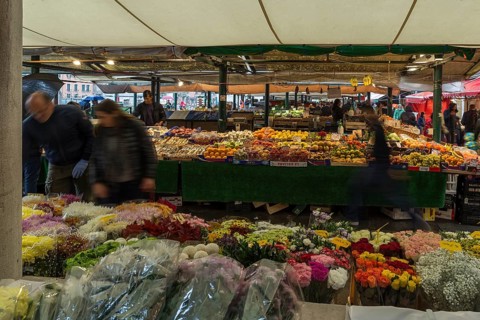 Fruit market, rialto market in the San Polo district, Venice, Veneto, Italy