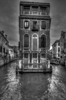 Historic Palazzo Tetta, black and white, Venice, Veneto, Italy