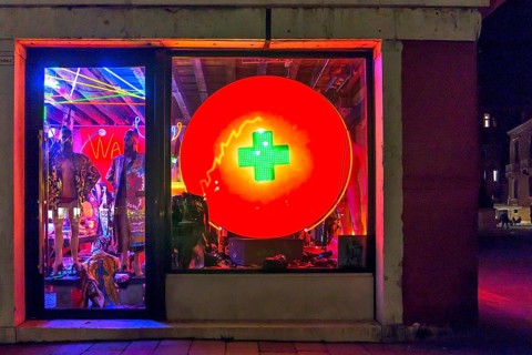 Gay men's evening shop, Venice, Veneto, Italy
