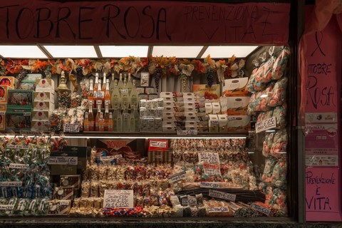 Window of a candy shop, Venice, Veneto, Italy