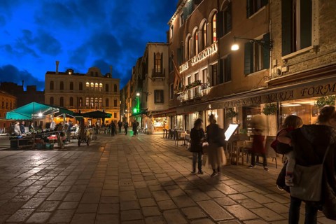 Night scene at Campo Santa Maria Formosa, Venice, Veneto, Italy