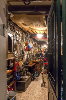 View of an antique shop in the evening, Venice, Veneto, Italy