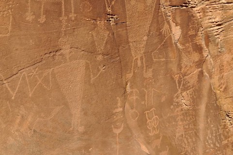 Part of a rock with ancient petroglyphs from the Fremont culture, Dinosaur National Monument, Utah,