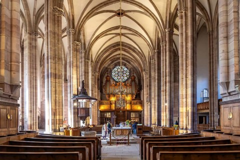 Interior of the Lutheran St. Thomas Church or Église Saint-Thomas), Strasbourg, Alsace, France