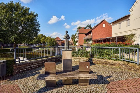 Saint Johannes Nepomuk bridge saint, general architecture, houses, brick buildings, residential