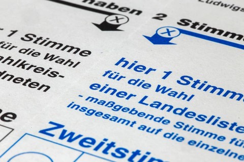 Symbolic picture of state elections: close-up of a ballot paper