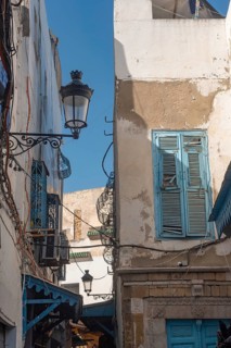 Traditional architecture along the narrow streets of Tunis Medina, the historical Kasbah is a World