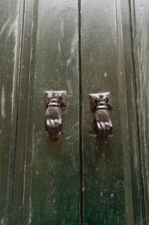 Close up detail of the entrance door of the childhood home of Ibn Khaldun, 14th century Arab Muslim