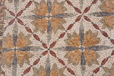 Mosaics at the ancient archaeological ruins of the Phoenician city of Carthage overlooking the Gulf