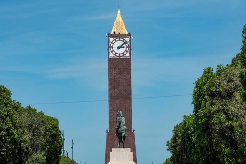 Tunis, Tunisia. 29th May 2024 The Iconic landmark Avenue Habib Bourguiba Clocktower, built to
