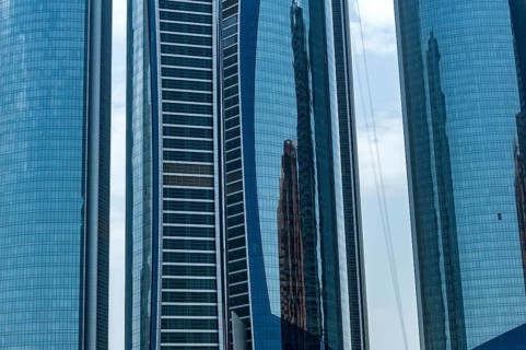 Abu Dhabi, United Arab Emirates. June 23rd 2019 Abstract close-up architectural detail of modern