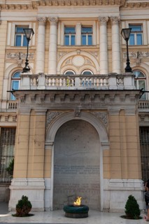 Sarajevo, Bosnia and Herzegovina July 25th 2019. The Eternal flame is a memorial to the military