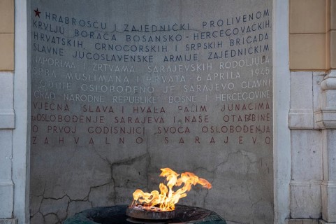 Sarajevo, Bosnia and Herzegovina. July 24th 2019. The Eternal flame is a memorial to the military