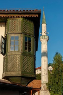 Sarajevo, Bosnia and Herzegovina July 25th 2019. The Inat Kuca or The House of Spite is a