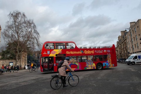 Oxford, England, UK. February 2nd, 2020 Oxford sightseeing tour, Hop on Hop off double decker bus