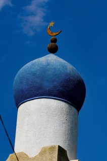 Muscat, Oman. May 28th 2014 Blue minaret of an Omani Mosque near Muscat, Oman