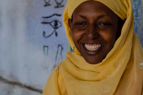 Aswan, Egypt. 11th January 2013 A beautiful smiling Nubian woman at home on the west bank of the