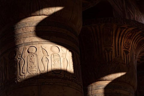 Hieroglyphic relief details from the Ramesseum, memorial temple or mortuary temple of Egyptian