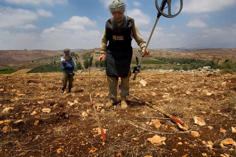 Tyre, Lebanon. July 15th 2010 A team from The Mines Advisory Group (MAG) clearing unexploded