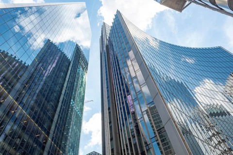 British high rise office buildings in the city of London financial district, centre of the UK