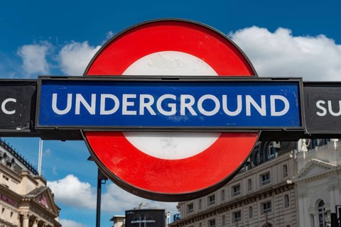 London, United Kingdom. July 9th 2022 Iconic London Underground Tube sign above the entrance to