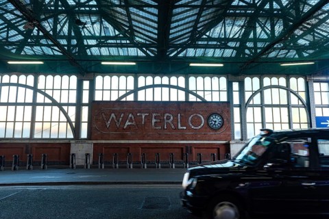 London, United Kingdom. October 10th 2023 Sign for London Waterloo Station, a busy commuter