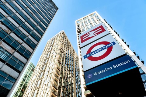 London, United Kingdom. October 10th 2023 Sign for London Waterloo Station, a busy commuter station