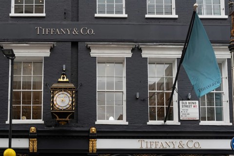 London, United Kingdom. August 2nd 2023 Tiffany and Co. Luxury Brand Store Front. Shopping in Old