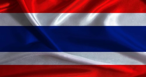 National flag of Thailand with cloth texture. Thai flag with realistic texture background