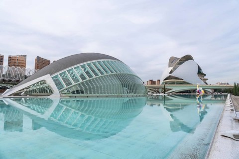 City of arts and sciences in valencia featuring futuristic l'hemisferic and palau de les arts reina