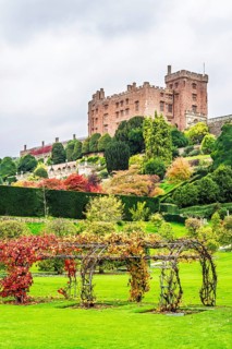 Autumn colors over Powis Castle and Garden, Welshpool, Powys, Wales, UK