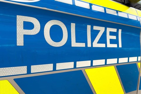 Large police lettering on police car police car emergency vehicle patrol car, Germany