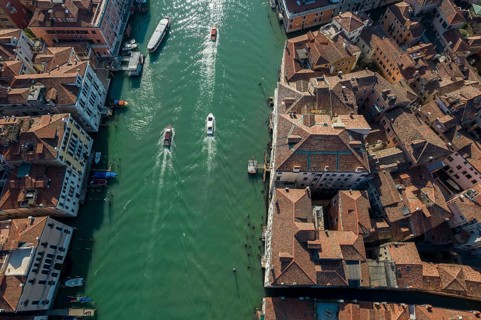 Aerial view of the Grand Canal, Venice, Veneto, Italy
