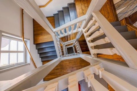 Prinzenhof interior historic staircase with doge railing Rinteln Germany