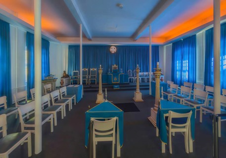Masonic lodge interior panorama