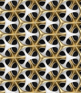 Futuristic grid white and gold metal shapes on white background. High quality seamless realistic